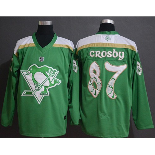 Adidas Pittsburgh Penguins #87 Sidney Crosby Green Authentic 2019 St. Patrick's Day Stitched Jersey Men's