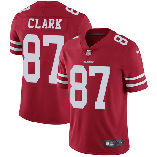 San Francisco 49ers #87 Dwight Clark Red Team Color Men's Stitched Vapor Untouchable Limited Jersey Men's