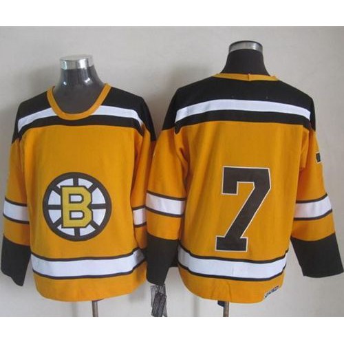 Boston Bruins #7 Phil Esposito Yellow CCM Throwback Stitched Jersey Men's