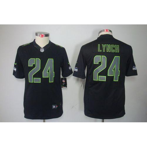 Seattle Seahawks #24 Marshawn Lynch Black Impact Youth Stitched Limited Jersey Youth