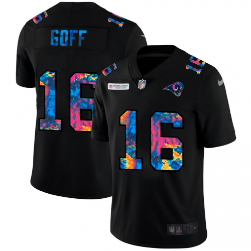 Los Angeles Los Angeles Rams #16 Jared Goff Men's Multi-Color Black 2020 Crucial Catch Vapor Untouchable Limited Jersey Men's