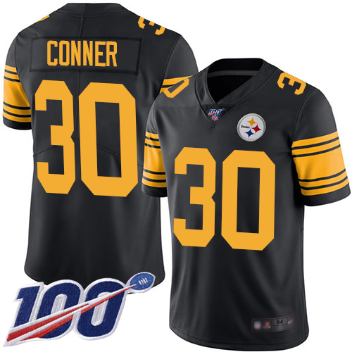 Pittsburgh Steelers #30 James Conner Black Youth Stitched Limited Rush 100th Season Jersey Youth