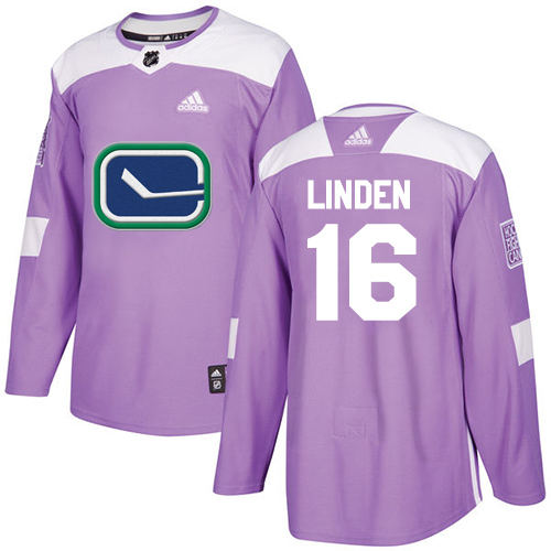 Adidas Vancouver Canucks #16 Trevor Linden Purple Authentic Fights Cancer Stitched Jersey Men's