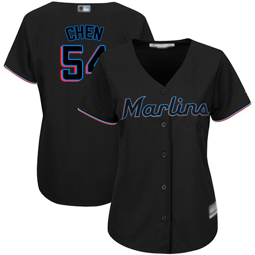 Miami Marlins #54 Wei-Yin Chen Black Alternate Women's Stitched Jersey Womens