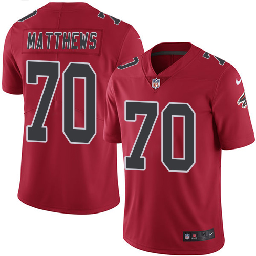Atlanta Falcons #70 Jake Matthews Red Youth Stitched Limited Rush Jersey Youth