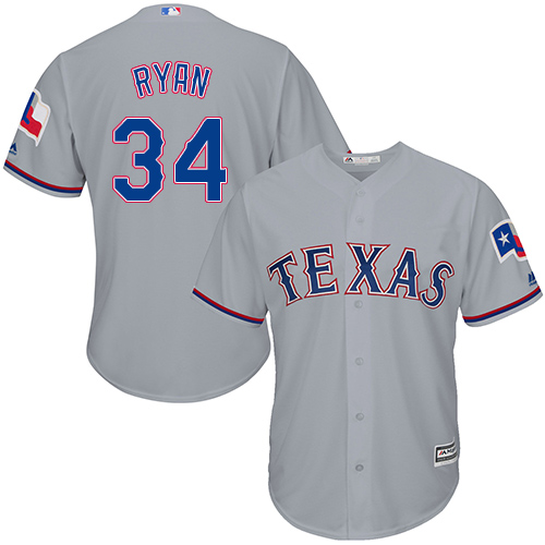 Texas Rangers #34 Nolan Ryan Grey Cool Base Stitched Youth Jersey Youth