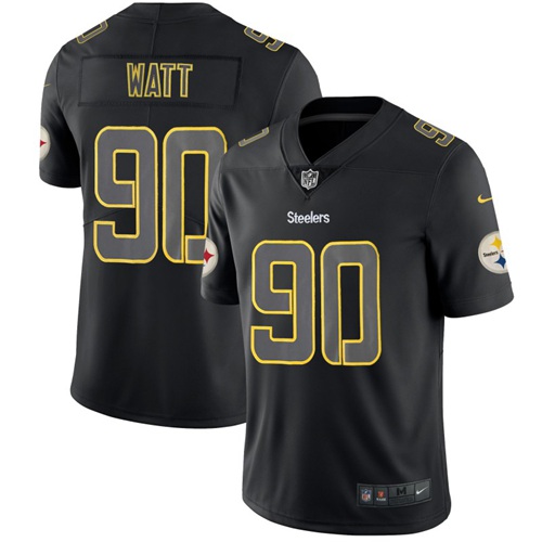 Steelers #90 T. J. Watt Black Men's Stitched Limited Rush Impact Jersey