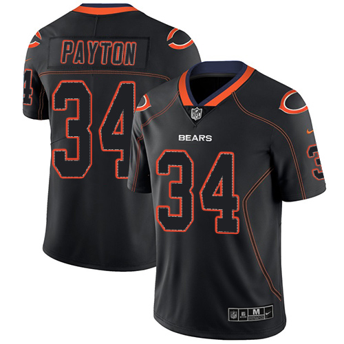 Bears #34 Walter Payton Lights Out Black Men's Stitched Limited Rush Jersey