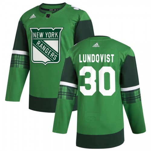 New York New York Rangers #30 Henrik Lundqvist Men's Adidas 2020 St. Patrick's Day Stitched Jersey Green.jpg.jpg Men's