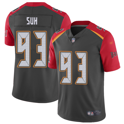 Tampa Bay Buccaneers #93 Ndamukong Suh Gray Men's Stitched Limited Inverted Legend 100th Season Jersey Men's