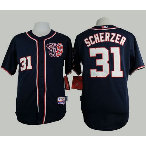 Washington Nationals #31 Max Scherzer Navy Blue Cool Base Stitched Jersey Men's