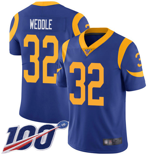 Los Angeles Rams #32 Eric Weddle Royal Blue Alternate Men's Stitched 100th Season Vapor Limited Jersey Men's