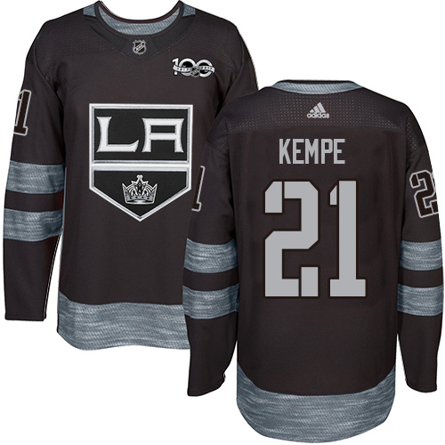 Adidas Los Angeles Kings #21 Mario Kempe Black 1917-2017 100th Anniversary Stitched Jersey Men's