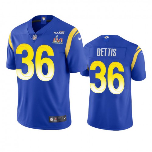Los Angeles Los Angeles Rams #36 Jerome Bettis Men's Super Bowl LVI Patch Vapor Limited Jersey - Royal Men's