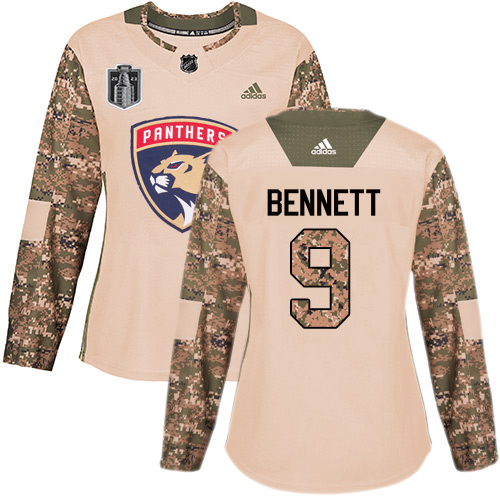 Adidas Panthers #9 Sam Bennett Camo Authentic 2023 Stanley Cup Final Patch Veterans Day Women's Stitched Jersey
