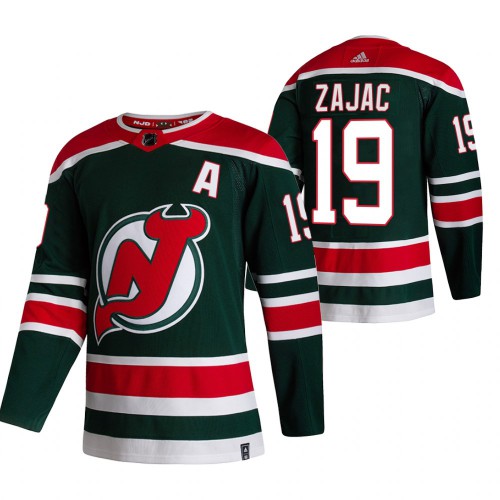 New Jersey New Jersey Devils #19 Travis Zajac Green Men's Adidas 2020-21 Reverse Retro Alternate Jersey Men's