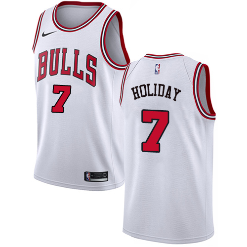 Chicago Bulls #7 Justin Holiday White Swingman Association Edition Jersey Mens