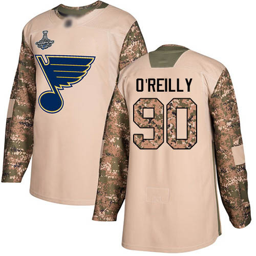 Adidas St. Louis Blues #90 Ryan O'Reilly Camo Authentic 2017 Veterans Day Stanley Cup Champions Stitched Jersey Men's