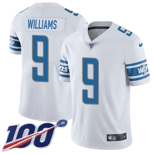 Lions #9 Jameson Williams White Youth Stitched 100th Season Vapor Untouchable Limited Jersey