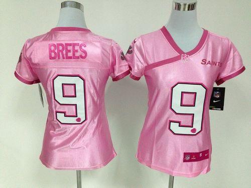 Saints #9 Drew Brees New Pink Women's Be Luv'd Stitched Elite Jersey