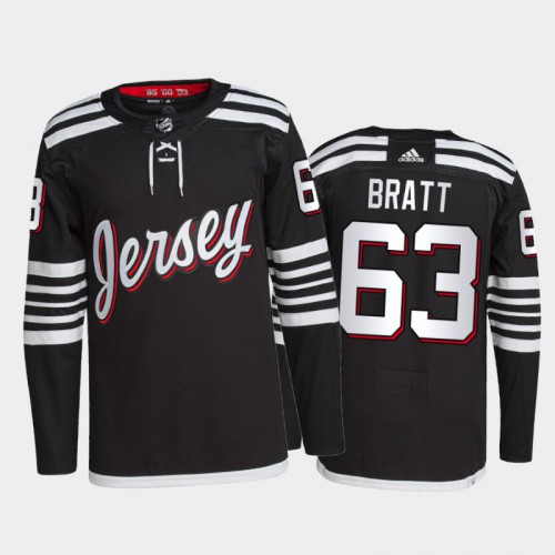 Adidas New Jersey Devils #63 Jesper Bratt Men's 2021-22 Alternate Authentic Jersey - Black Men's