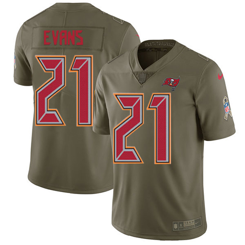 Tampa Bay Buccaneers #21 Justin Evans Olive Men's Stitched Limited 2017 Salute to Service Jersey Men's