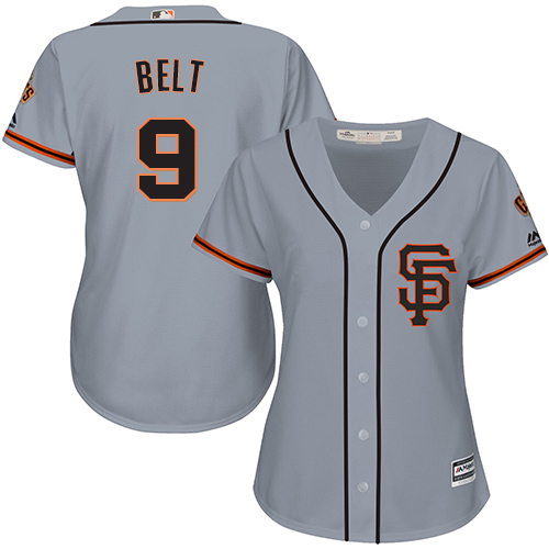 San Francisco Giants #9 Brandon Belt Grey Road 2 Women's Stitched Jersey Womens