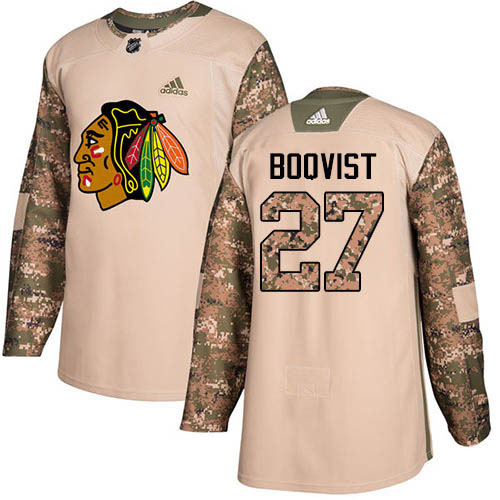 Adidas Chicago Blackhawks #27 Adam Boqvist Camo Authentic 2017 Veterans Day Stitched Jersey Men's