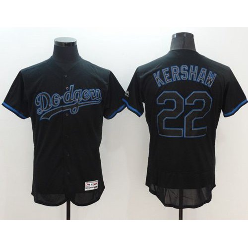Los Angeles Dodgers #22 Clayton Kershaw Black Fashion Flexbase Authentic Collection Stitched Jersey Men's