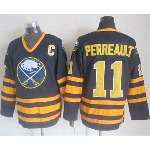 Buffalo Sabres #11 Gilbert Perreault Navy Blue CCM Throwback Stitched Jersey Men's