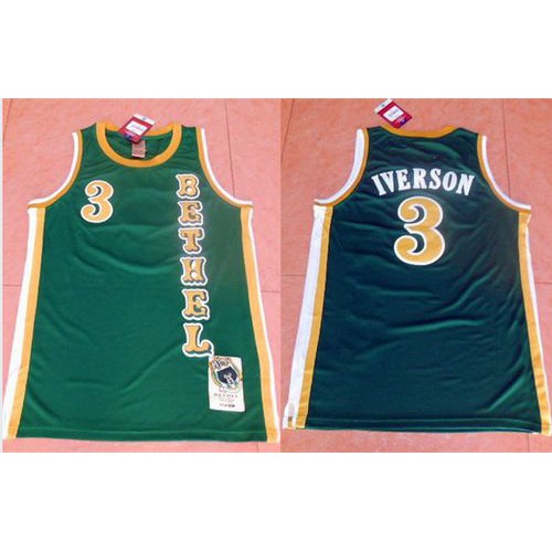 Philadelphia 76ers #3 Allen Iverson Green Bethel High School Stitched Jersey Mens