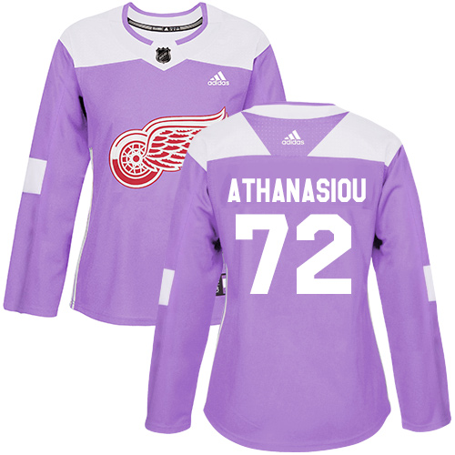 Adidas Detroit Red Wings #72 Andreas Athanasiou Purple Authentic Fights Cancer Women's Stitched Jersey Womens