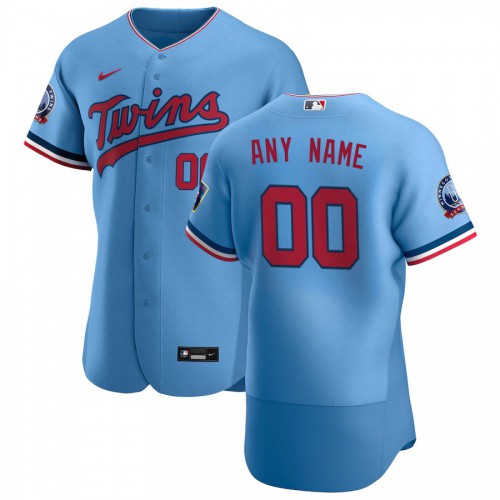 Minnesota Twins Custom Men's Light Blue Alternate 2020 60th Season Authentic Team Jersey
