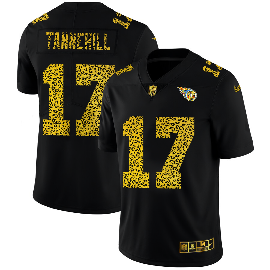 Tennessee Titans #17 Ryan Tannehill Men's Leopard Print Fashion Vapor Limited Jersey Black