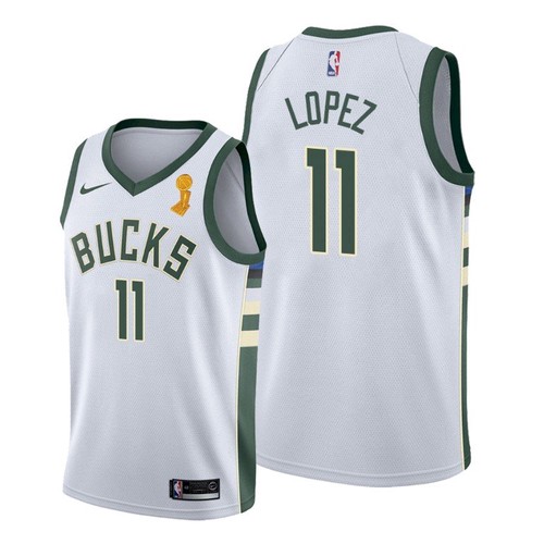 Milwaukee Bucks #11 Brook Lopez Womens 2021 Finals Champions Swingman Association Edition Jersey White Womens