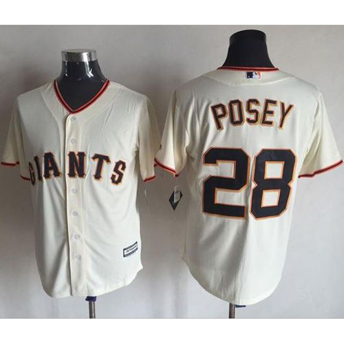San Francisco Giants #28 Buster Posey Cream New Cool Base Stitched Jersey Men's