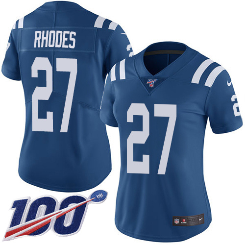 Indianapolis Colts #27 Xavier Rhodes Royal Blue Team Color Women's Stitched 100th Season Vapor Untouchable Limited Jersey Womens