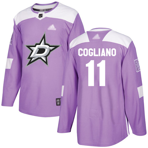 Adidas Dallas Stars #11 Andrew Cogliano Purple Authentic Fights Cancer Stitched Jersey Men's