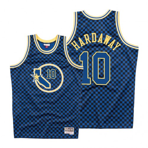 Mitchell & Ness Golden State Warriors #10 Tim Hardaway Mens Royal Checkerboard HWC Throwback Jersey Mens