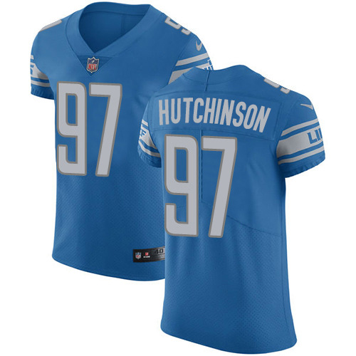 Lions #97 Aidan Hutchinson Blue Team Color Men's Stitched Vapor Untouchable Elite Jersey