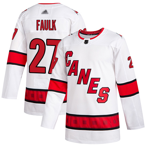 Adidas Carolina Hurricanes #27 Justin Faulk White Road Authentic Stitched Youth Jersey Youth
