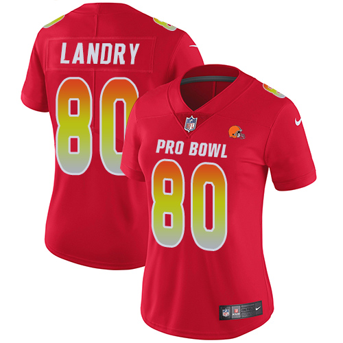 Browns #80 Jarvis Landry Red Women's Stitched Limited AFC 2019 Pro Bowl Jersey