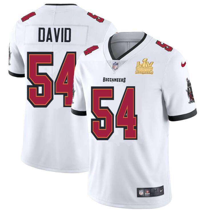 Tampa Bay Buccaneers #54 Lavonte David Youth Super Bowl LV Champions Patch White Vapor Limited Jersey