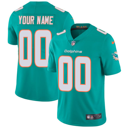 Miami Dolphins Customized Aqua Green Team Color Stitched Vapor Untouchable Limited Youth Jersey