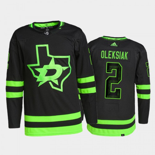 Adidas Dallas Stars #2 Jamie Oleksiak Men's 2021-22 Alternate Authentic Jersey - Black Men's
