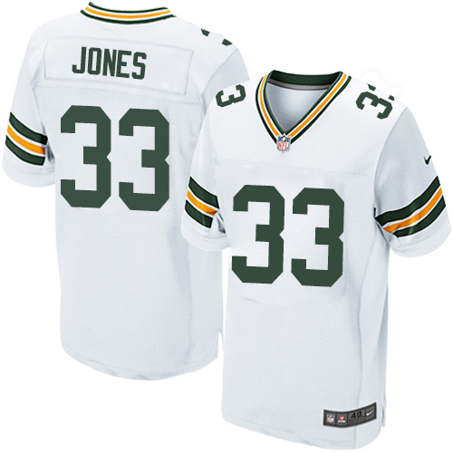 Packers #33 Aaron Jones White Men's Stitched Elite Jersey