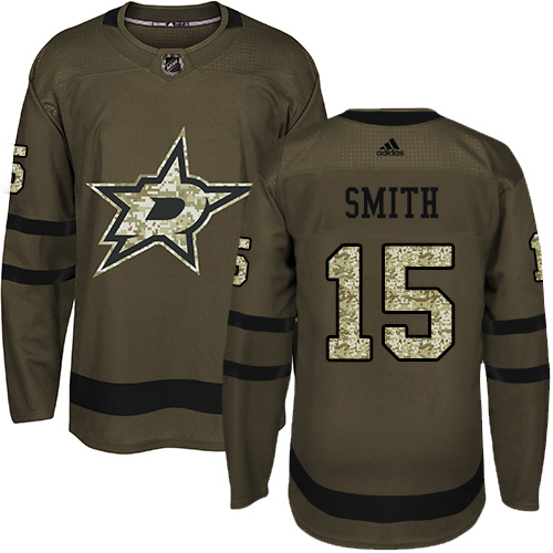 Adidas Dallas Stars #15 Bobby Smith Green Salute to Service Stitched Jersey Men's