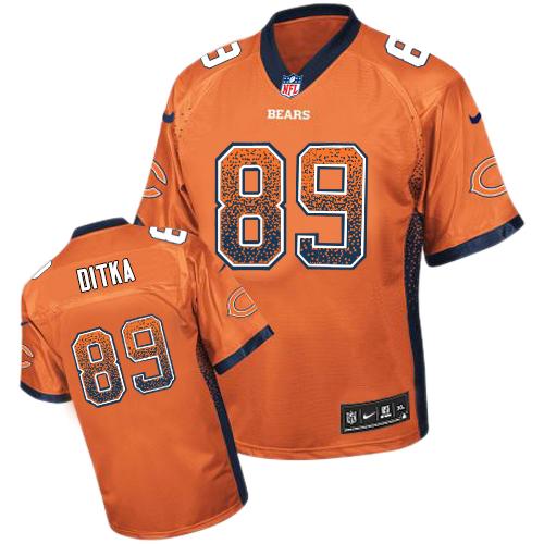 Bears #89 Mike Ditka Orange Alternate Men's Stitched Elite Drift Fashion Jersey