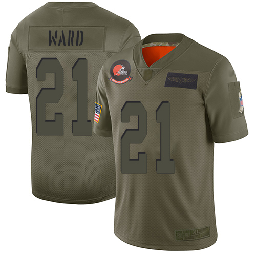 Browns #21 Denzel Ward Camo Men's Stitched Limited 2019 Salute To Service Jersey
