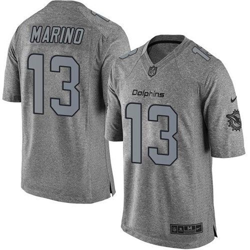 Dolphins #13 Dan Marino Gray Men's Stitched Limited Gridiron Gray Jersey